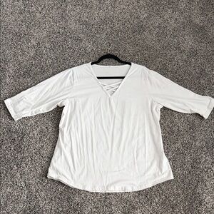 Women's White V-Neck Top
